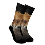 Fox Portrait Print Crew Socks