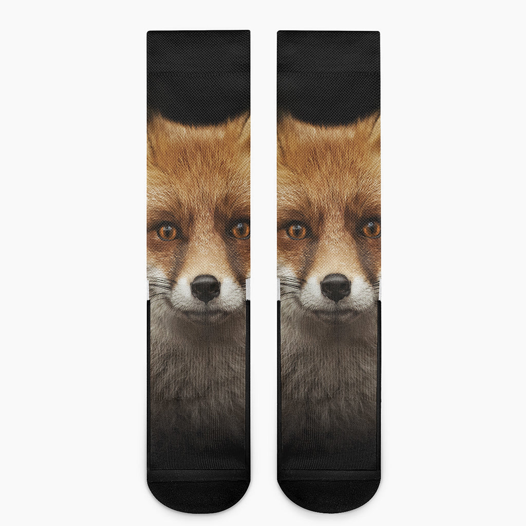 Fox Portrait Print Crew Socks