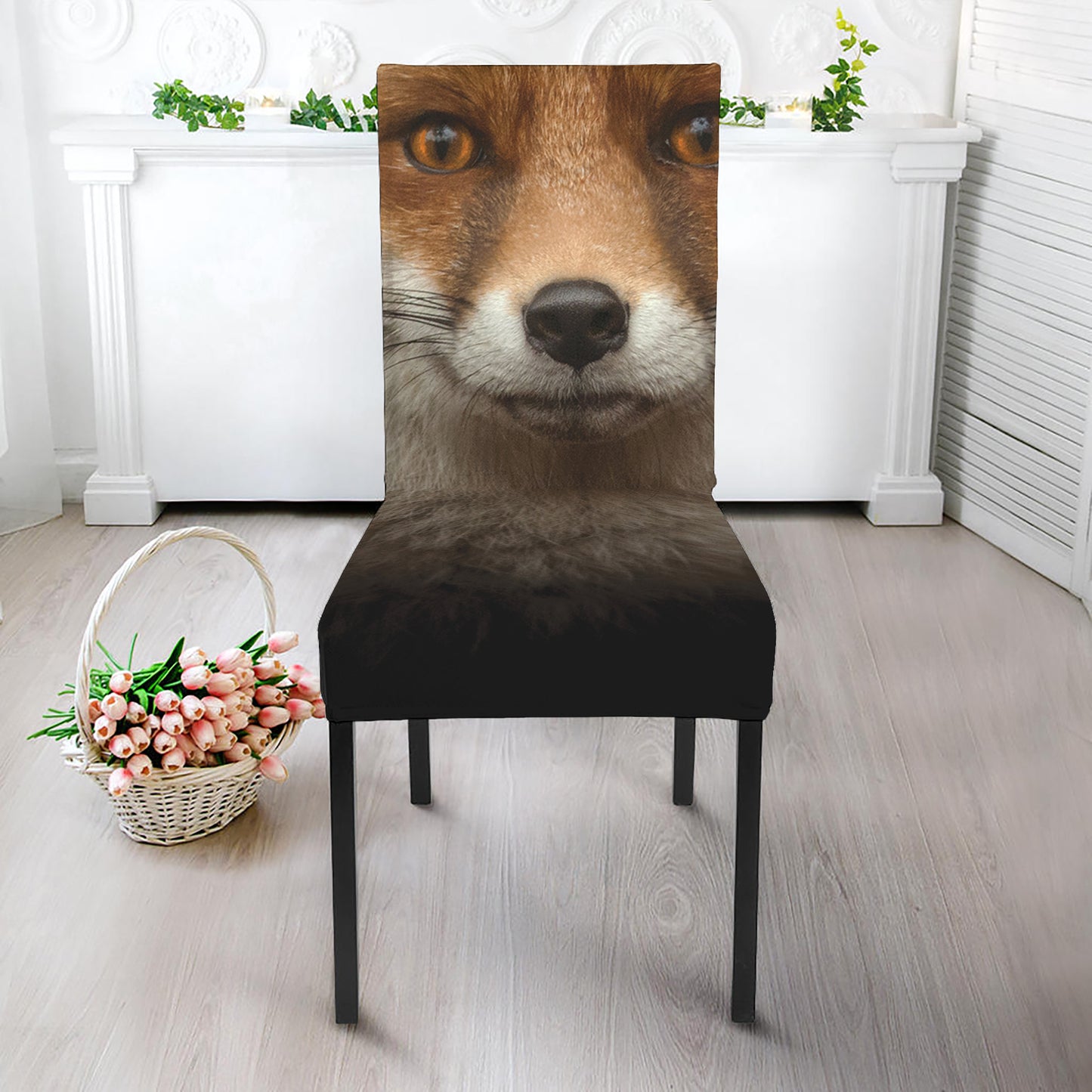 Fox Portrait Print Dining Chair Slipcover