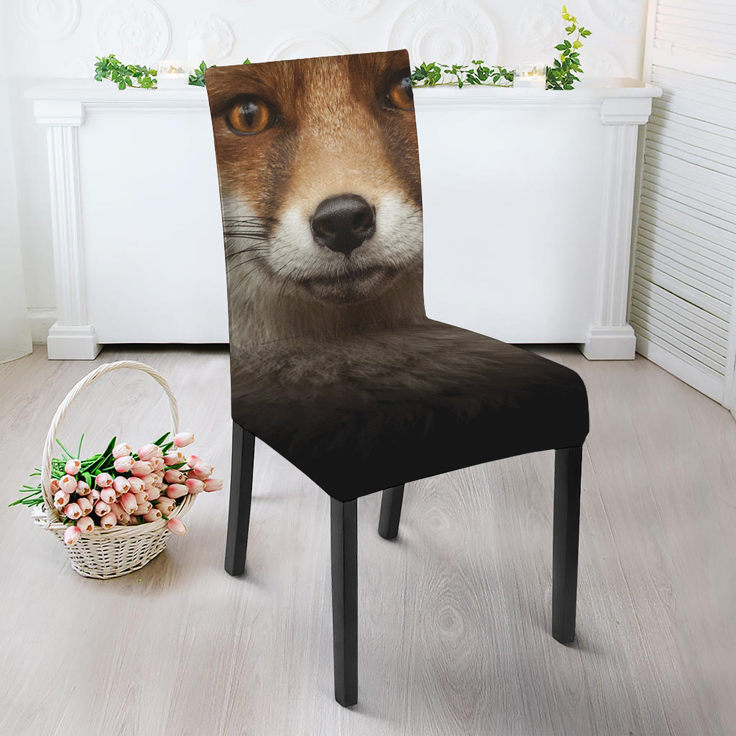 Fox Portrait Print Dining Chair Slipcover
