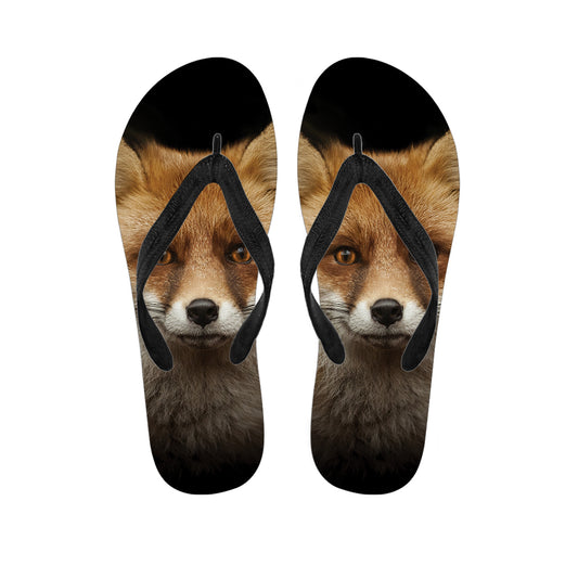 Fox Portrait Print Flip Flops