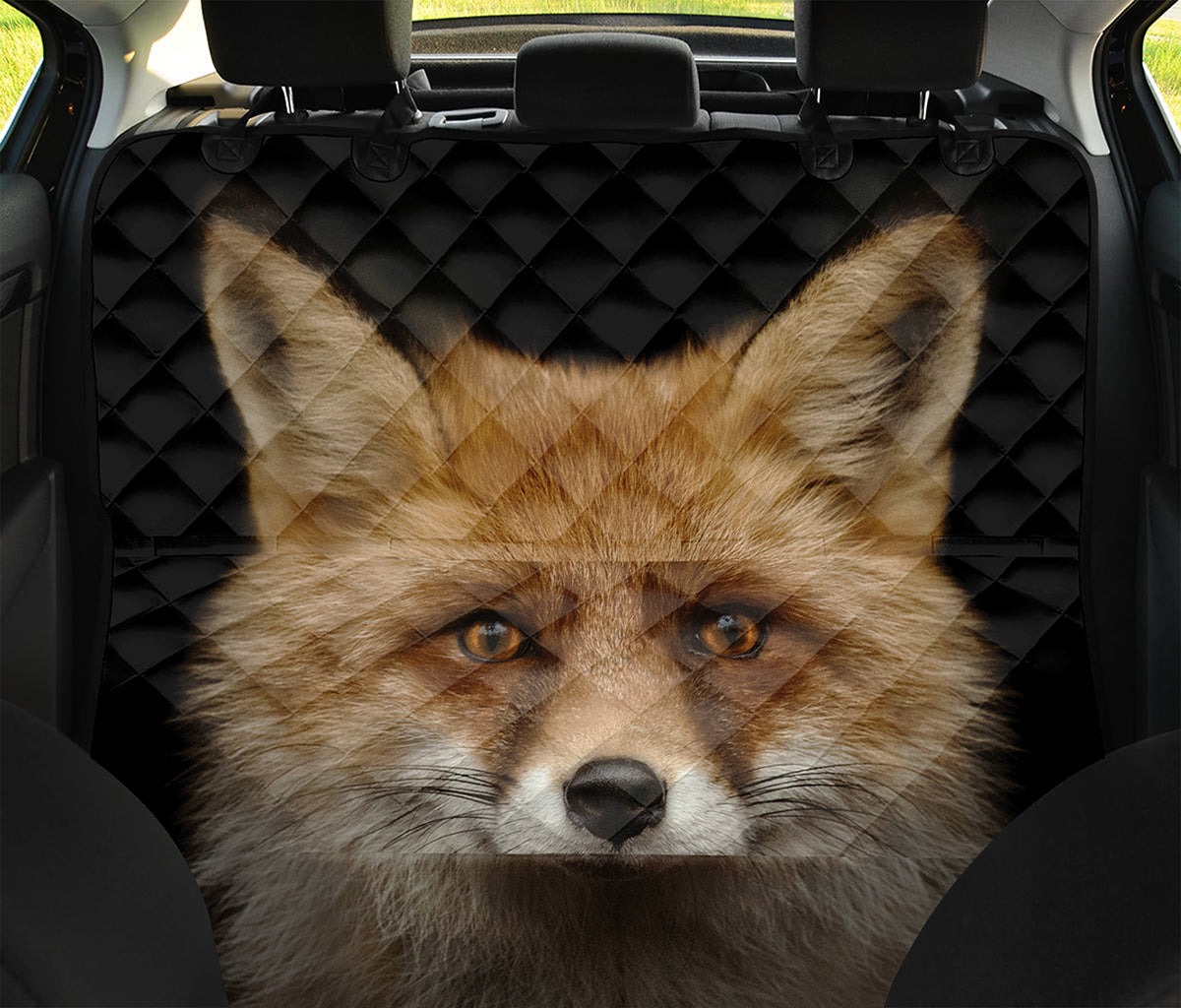 Fox Portrait Print Pet Car Back Seat Cover