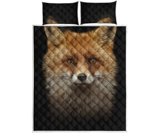 Fox Portrait Print Quilt Bed Set