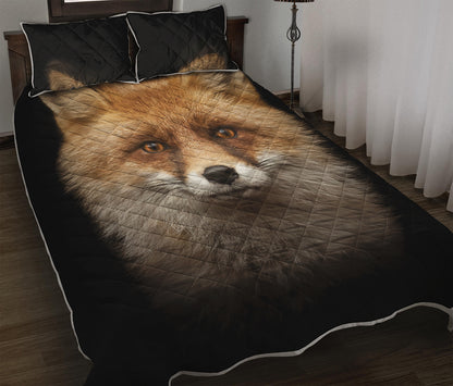 Fox Portrait Print Quilt Bed Set