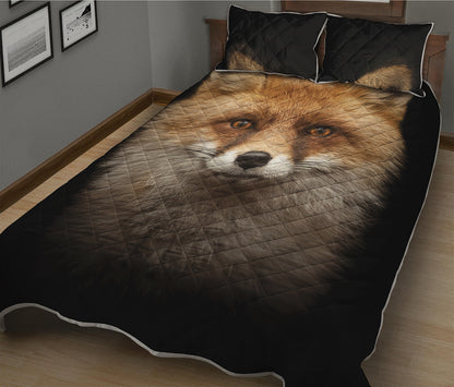 Fox Portrait Print Quilt Bed Set