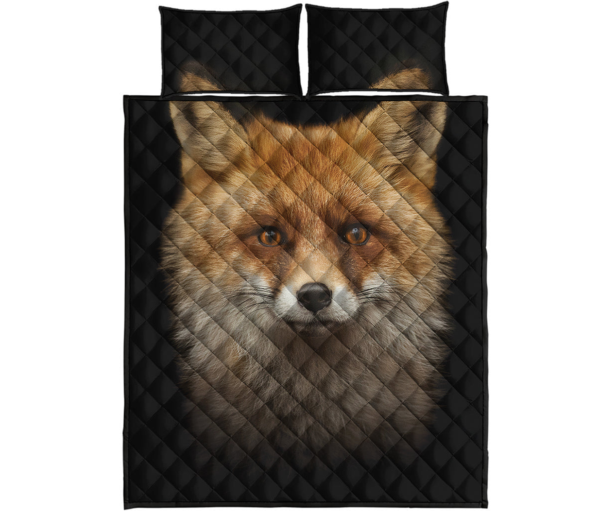 Fox Portrait Print Quilt Bed Set