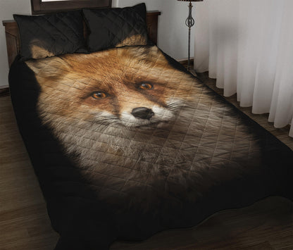 Fox Portrait Print Quilt Bed Set