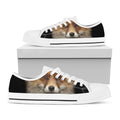Fox Portrait Print White Low Top Sneakers