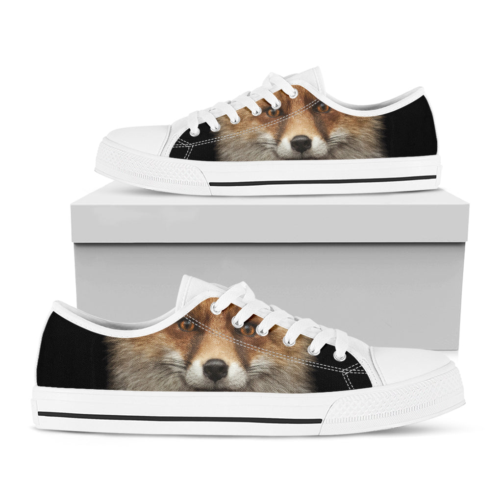 Fox Portrait Print White Low Top Shoes