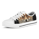 Fox Portrait Print White Low Top Shoes