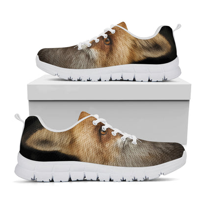 Fox Portrait Print White Sneakers