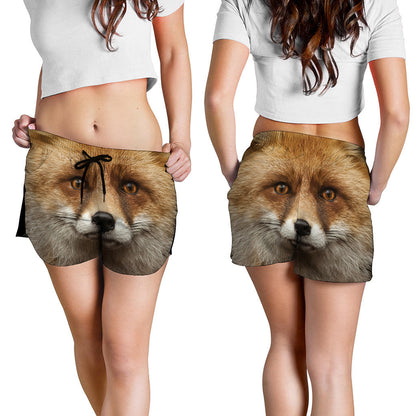 Fox Portrait Print Women's Shorts