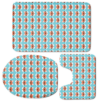 Fox With Glasses Pattern Print 3 Piece Bath Mat Set