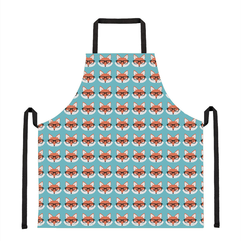 Fox With Glasses Pattern Print Apron
