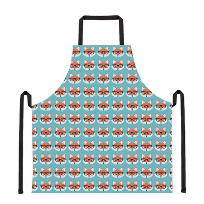 Fox With Glasses Pattern Print Apron