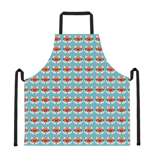 Fox With Glasses Pattern Print Apron