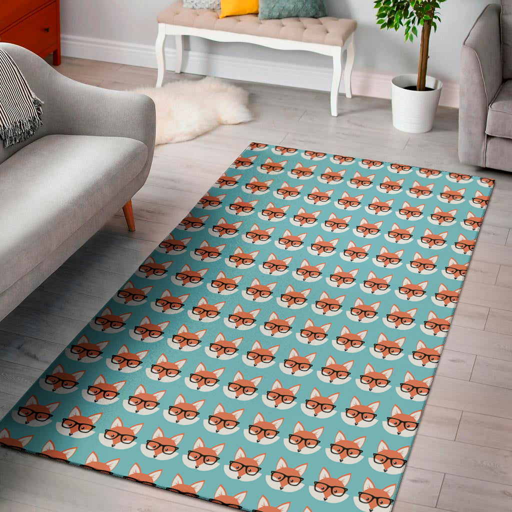 Fox With Glasses Pattern Print Area Rug