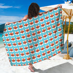 Fox With Glasses Pattern Print Beach Sarong Wrap