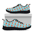 Fox With Glasses Pattern Print Black Running Shoes