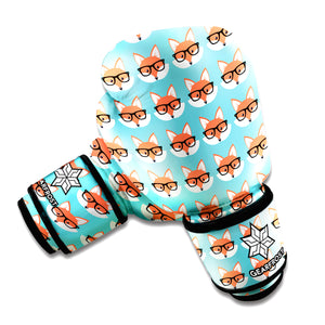 Fox With Glasses Pattern Print Boxing Gloves