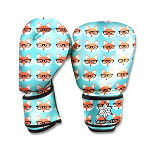 Fox With Glasses Pattern Print Boxing Gloves