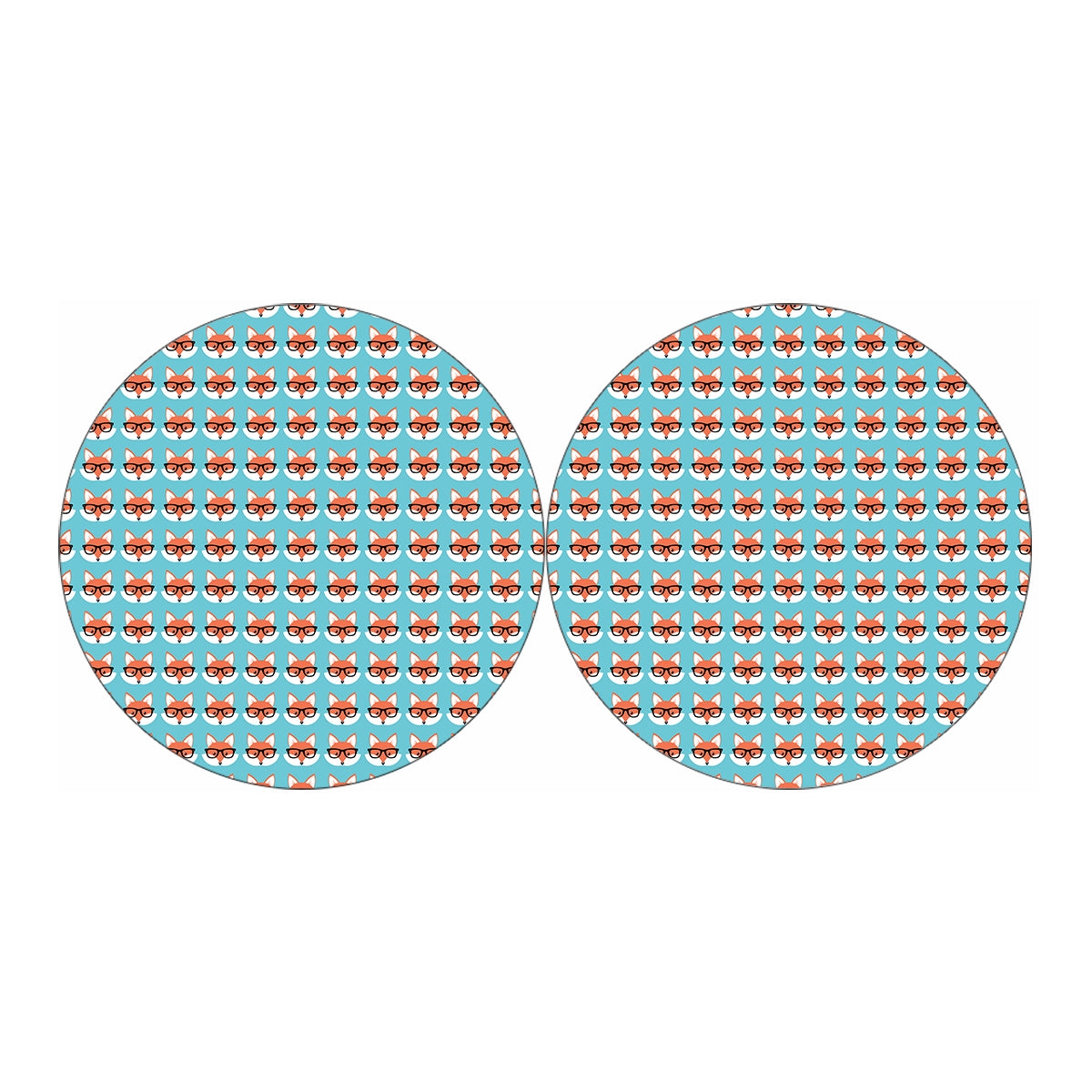 Fox With Glasses Pattern Print Car Coasters