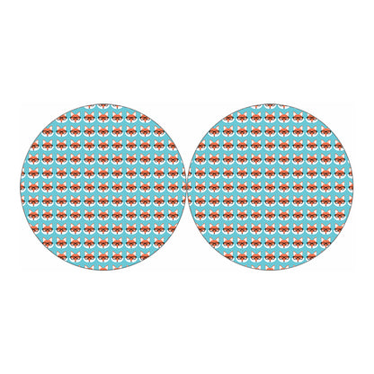 Fox With Glasses Pattern Print Car Coasters