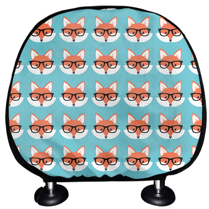 Fox With Glasses Pattern Print Car Headrest Covers