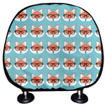 Fox With Glasses Pattern Print Car Headrest Covers