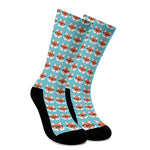 Fox With Glasses Pattern Print Crew Socks