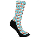 Fox With Glasses Pattern Print Crew Socks