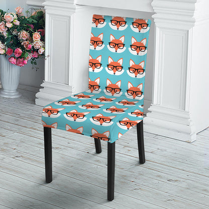 Fox With Glasses Pattern Print Dining Chair Slipcover