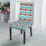 Fox With Glasses Pattern Print Dining Chair Slipcover