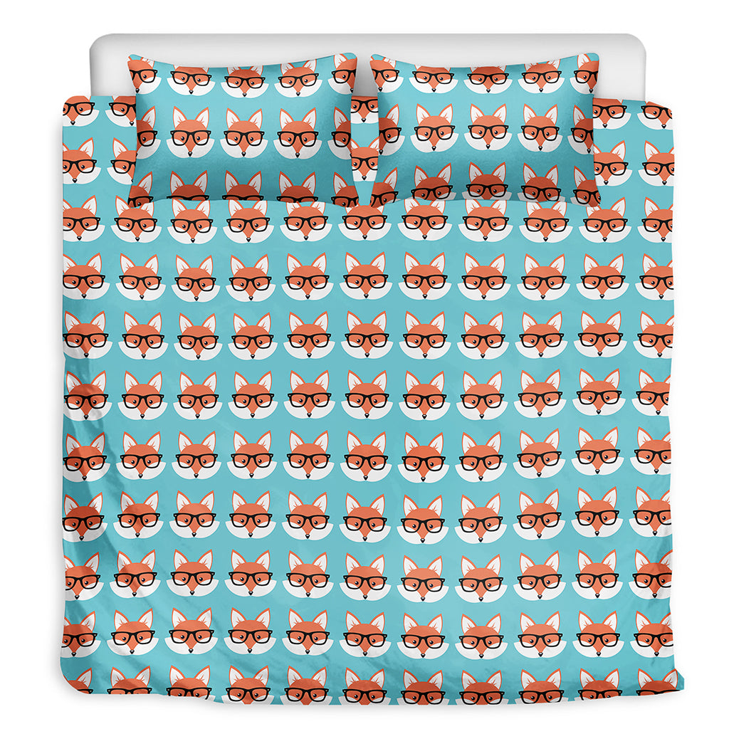 Fox With Glasses Pattern Print Duvet Cover Bedding Set