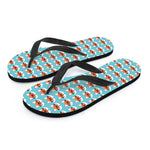 Fox With Glasses Pattern Print Flip Flops