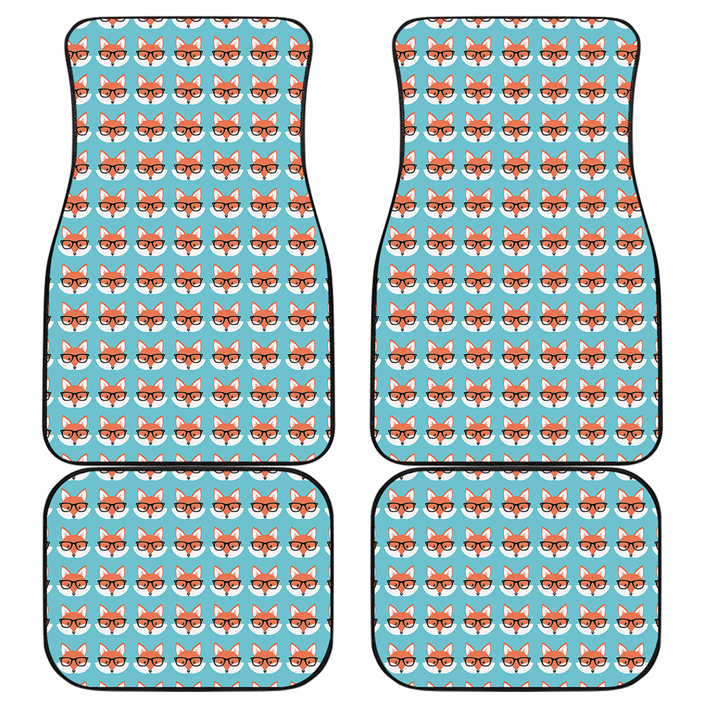 Fox With Glasses Pattern Print Front and Back Car Floor Mats