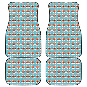 Fox With Glasses Pattern Print Front and Back Car Floor Mats