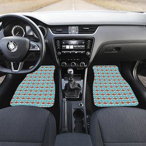 Fox With Glasses Pattern Print Front and Back Car Floor Mats