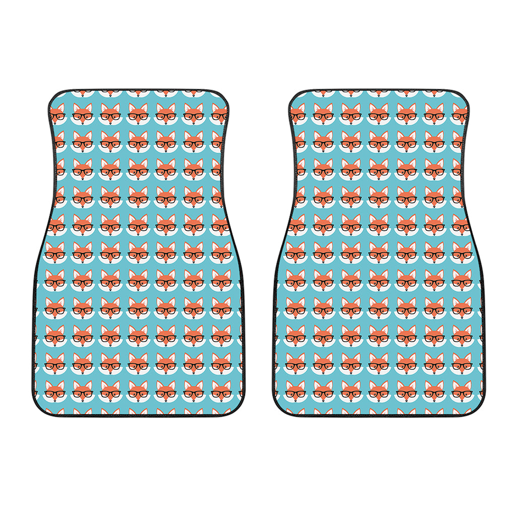 Fox With Glasses Pattern Print Front Car Floor Mats