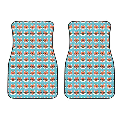 Fox With Glasses Pattern Print Front Car Floor Mats