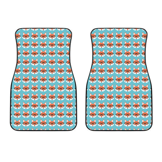 Fox With Glasses Pattern Print Front Car Floor Mats
