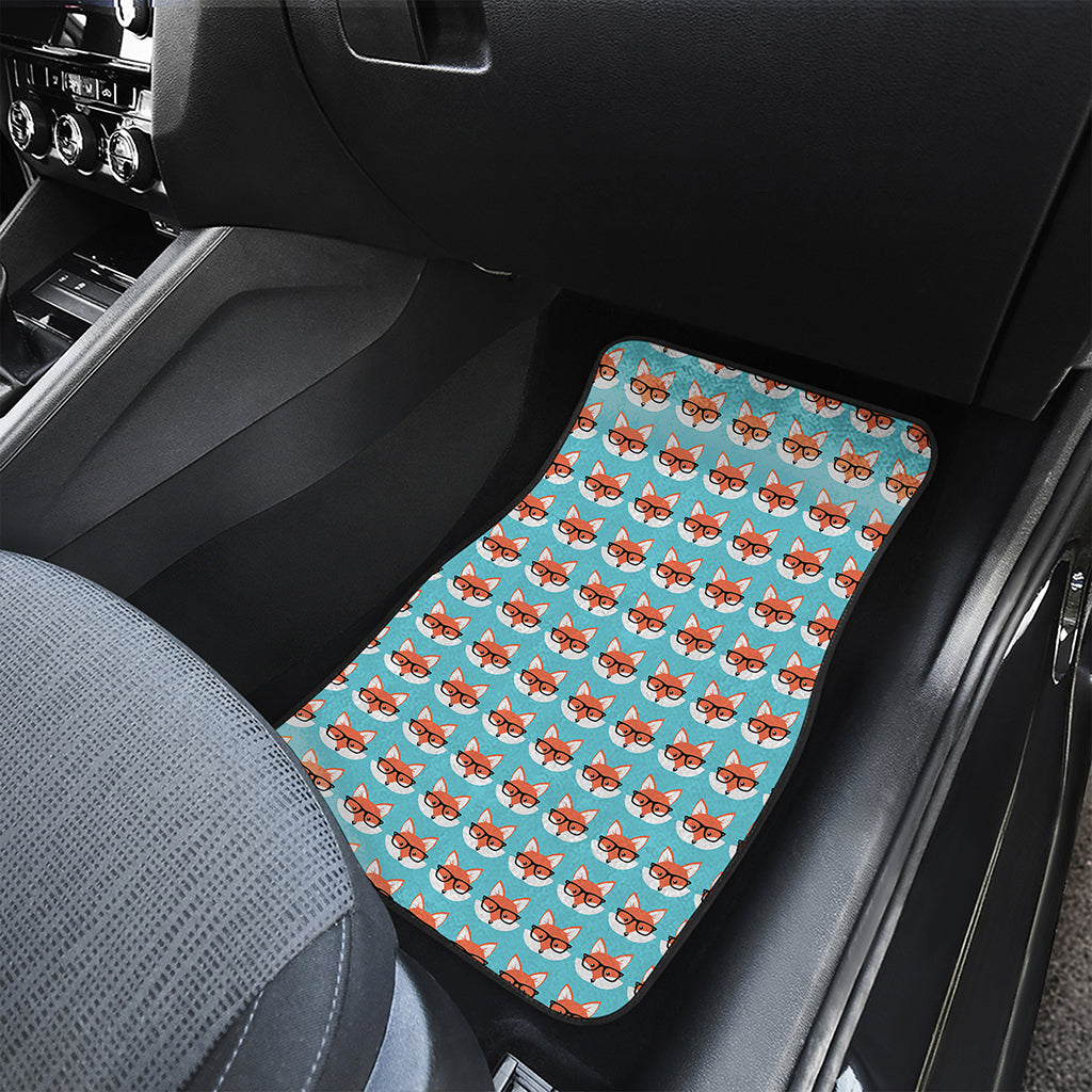 Fox With Glasses Pattern Print Front Car Floor Mats