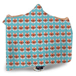 Fox With Glasses Pattern Print Hooded Blanket