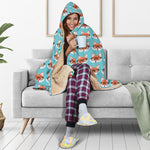 Fox With Glasses Pattern Print Hooded Blanket