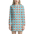 Fox With Glasses Pattern Print Pullover Hoodie Dress