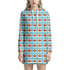 Fox With Glasses Pattern Print Hoodie Dress