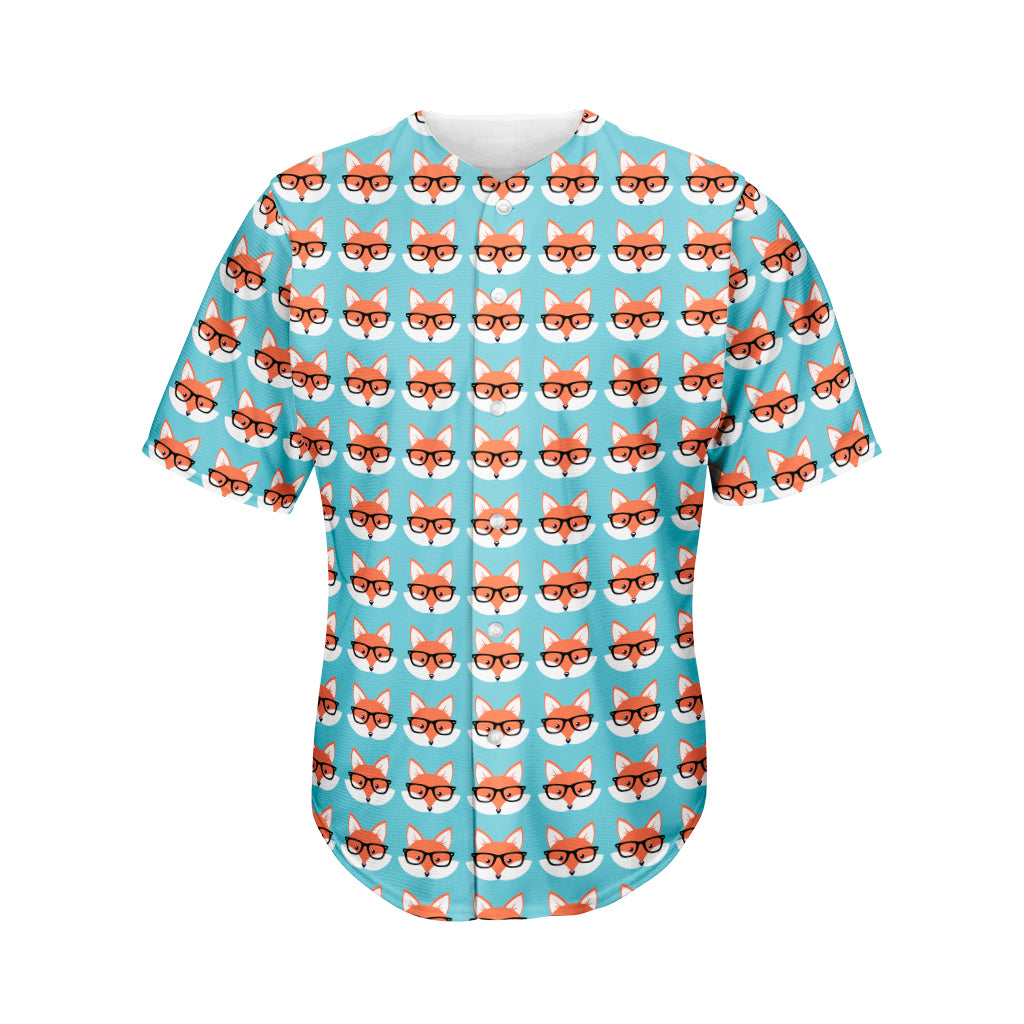 Fox With Glasses Pattern Print Men's Baseball Jersey