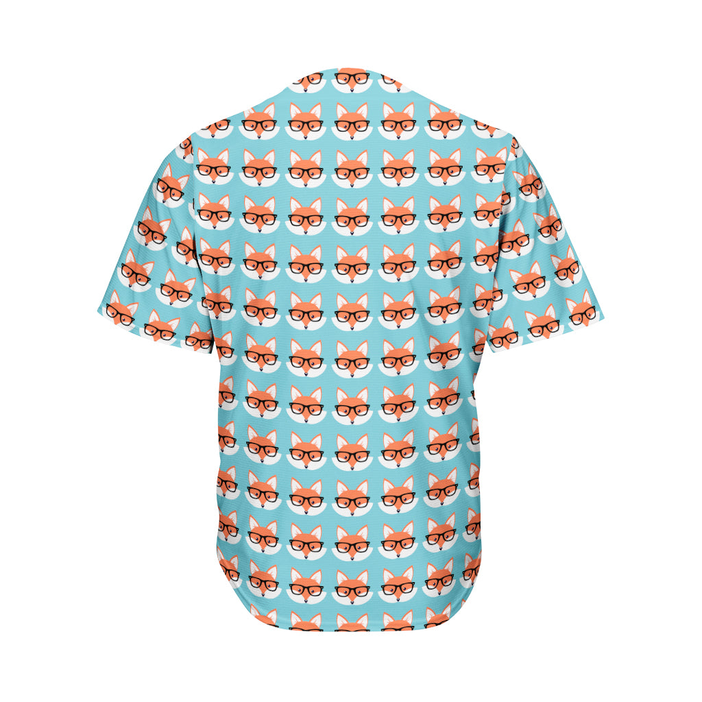Fox With Glasses Pattern Print Men's Baseball Jersey