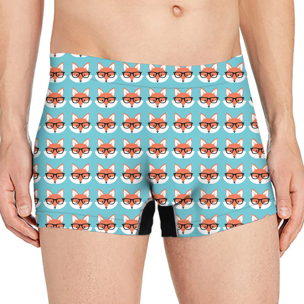 Fox With Glasses Pattern Print Men's Boxer Briefs