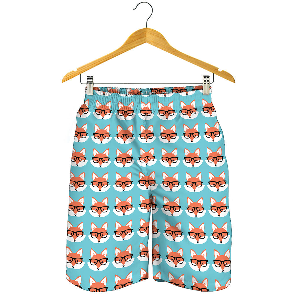Fox With Glasses Pattern Print Men's Shorts